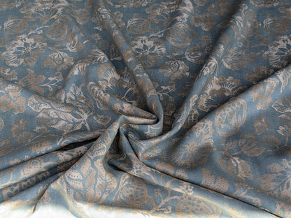 Scalamandre CALAIS LINEN PRINT in Sky Blue Mediterrinan Pomegranite Block Print Heavy Linen MSRP USD300+/y