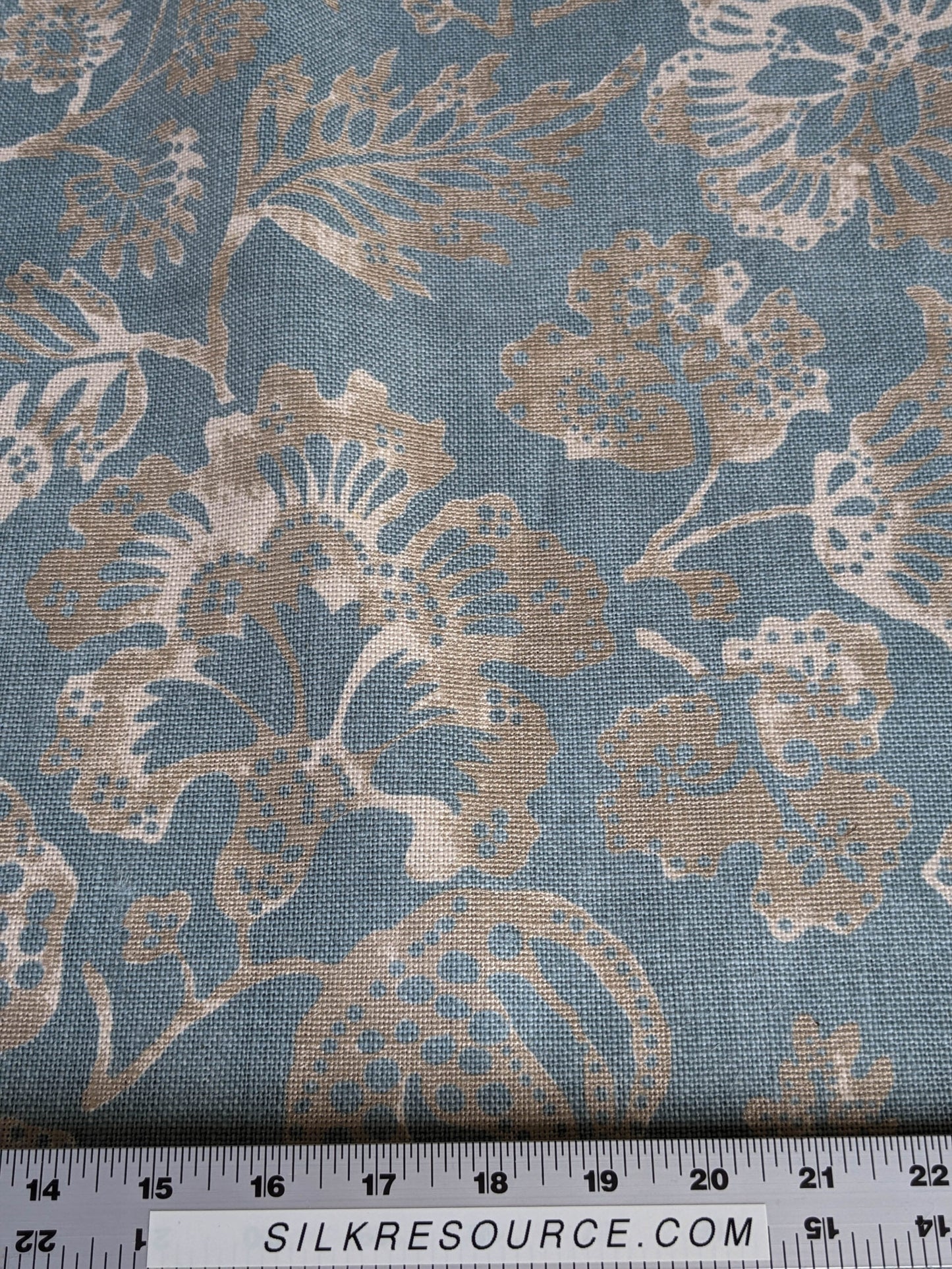 Scalamandre CALAIS LINEN PRINT in Sky Blue Mediterrinan Pomegranite Block Print Heavy Linen MSRP USD300+/y