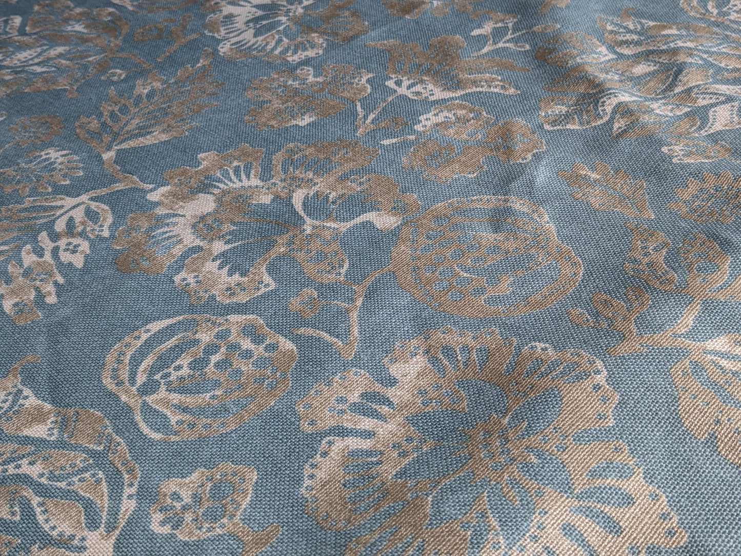 Scalamandre CALAIS LINEN PRINT in Sky Blue Mediterrinan Pomegranite Block Print Heavy Linen MSRP USD300+/y