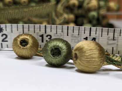 Scalamandre Buddy Fern &amp; Avocado Green Gold Ball Silk Trim Hand Made MSRP USD 238/y