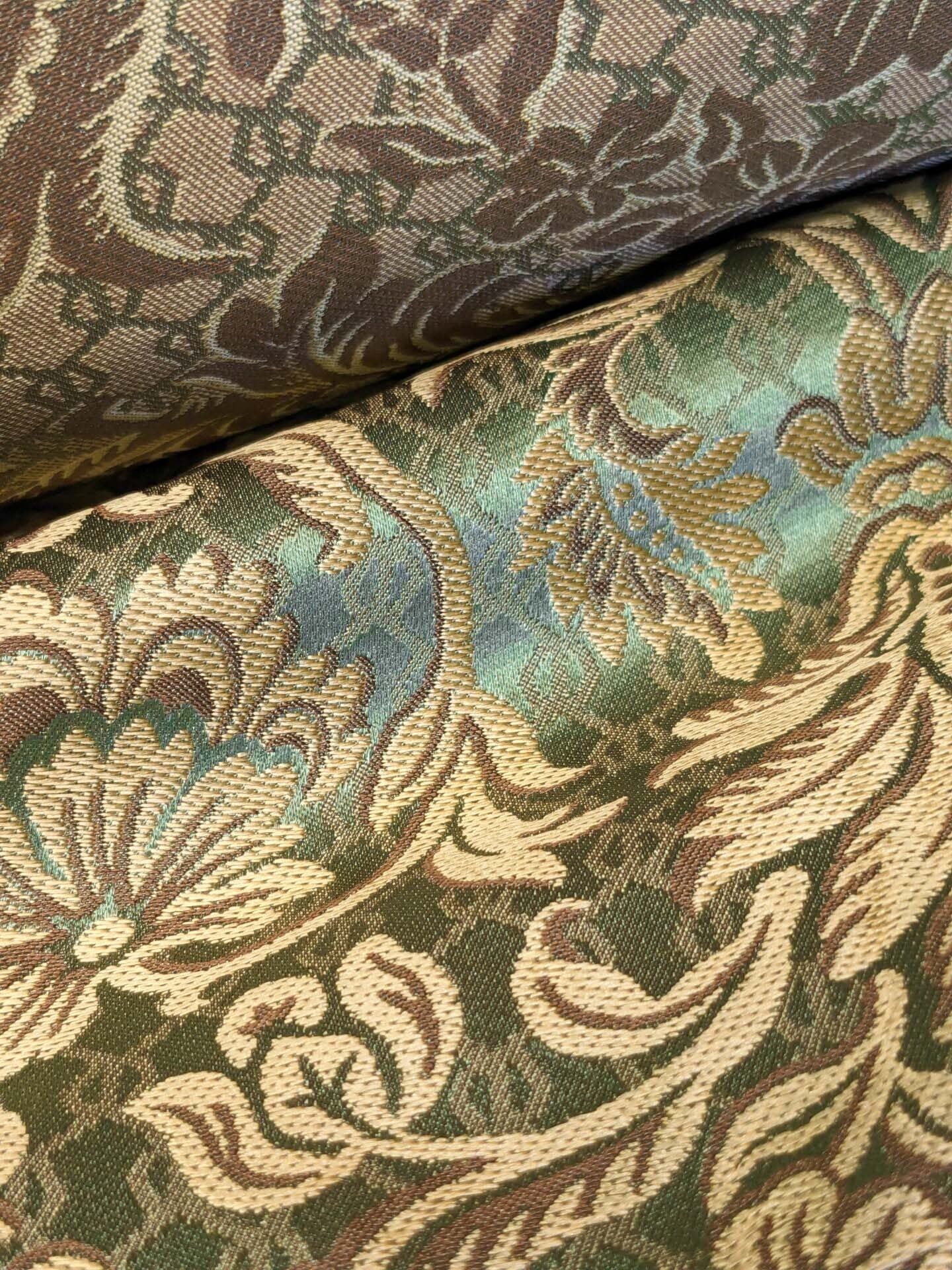 In Name of Rose Medallion Acanthus Renaissance Silk Damask Jacquard Jewel Green & Gold MSRP USD 225Y