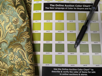 In Name of Rose Medallion Acanthus Renaissance Silk Damask Jacquard Jewel Green & Gold MSRP USD 225Y