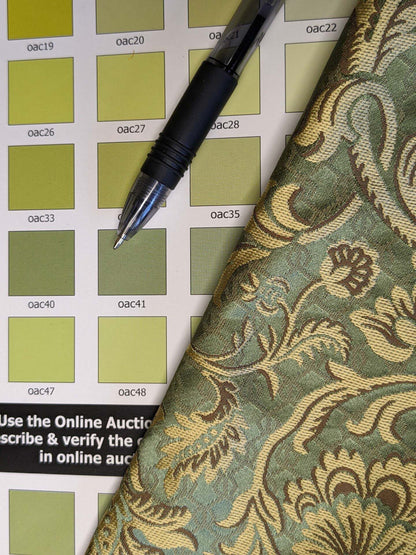 In Name of Rose Medallion Acanthus Renaissance Silk Damask Jacquard Jewel Green & Gold MSRP USD 225Y