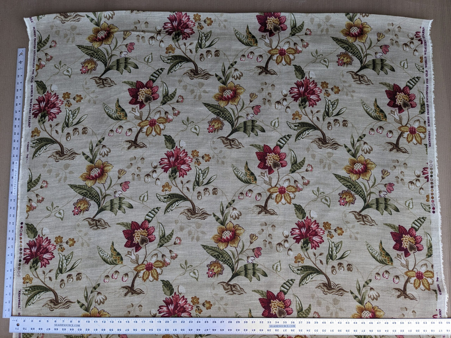 By Yard Scalamandre Old World Weavers Kentwell Rose Gold Natural English Chintz Linen Heavy MSRP USD 324/Y