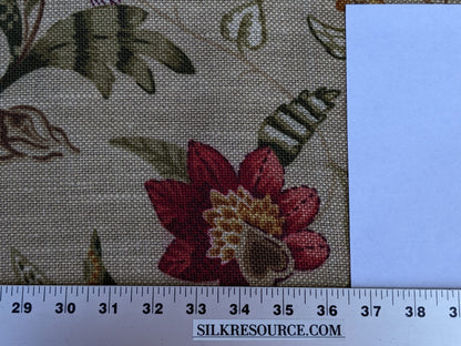 By Yard Scalamandre Old World Weavers Kentwell Rose Gold Natural English Chintz Linen Heavy MSRP USD 324/Y