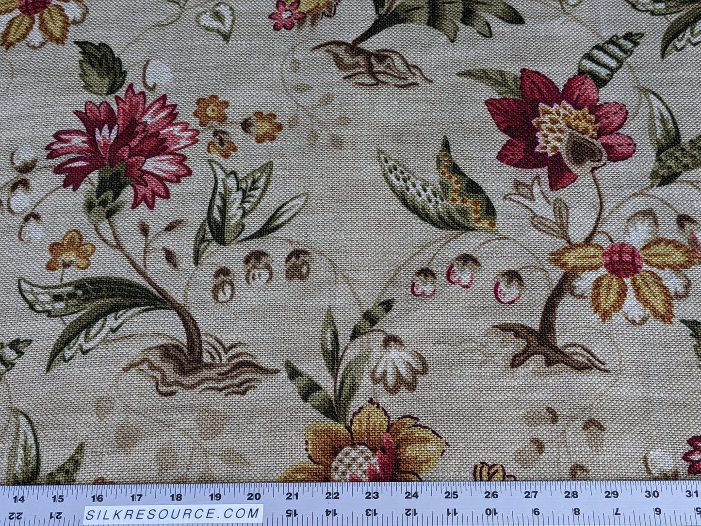 By Yard Scalamandre Old World Weavers Kentwell Rose Gold Natural English Chintz Linen Heavy MSRP USD 324/Y