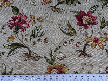 By Yard Scalamandre Old World Weavers Kentwell Rose Gold Natural English Chintz Linen Heavy MSRP USD 324/Y