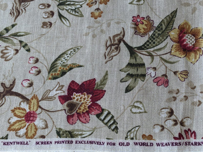 By Yard Scalamandre Old World Weavers Kentwell Rose Gold Natural English Chintz Linen Heavy MSRP USD 324/Y