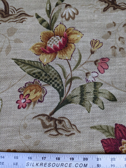By Yard Scalamandre Old World Weavers Kentwell Rose Gold Natural English Chintz Linen Heavy MSRP USD 324/Y