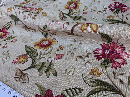 By Yard Scalamandre Old World Weavers Kentwell Rose Gold Natural English Chintz Linen Heavy MSRP USD 324/Y