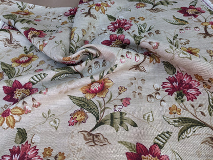 By Yard Scalamandre Old World Weavers Kentwell Rose Gold Natural English Chintz Linen Heavy MSRP USD 324/Y