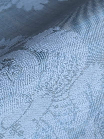 By Yard Scalamandre Uppsala White On Gustavian Blue Green Silk Damask MSRP USD 588/y