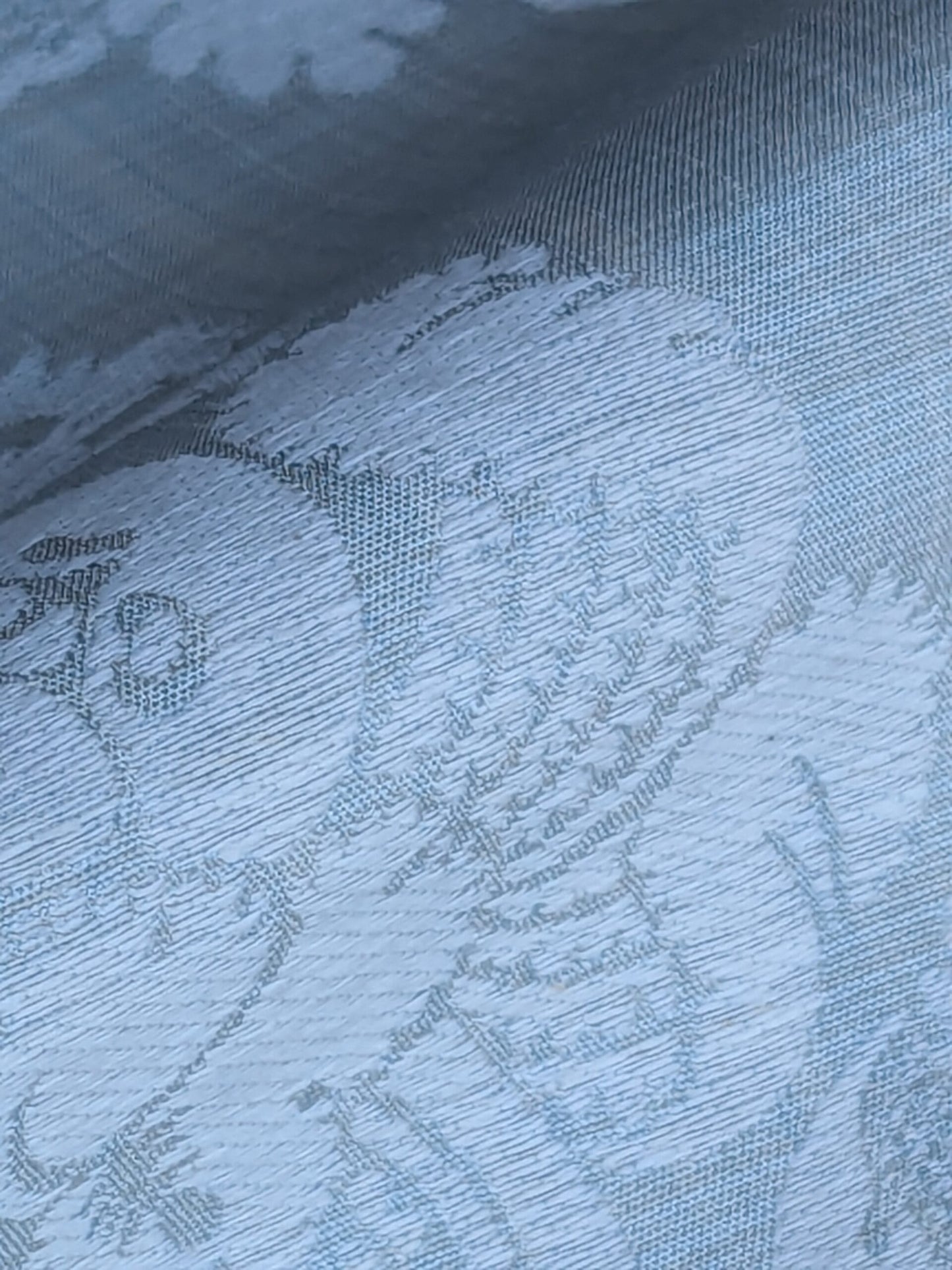 17x17" Sample Scalamandre Uppsala White On Gustavian Blue Green Silk Damask MSRP USD 588/y