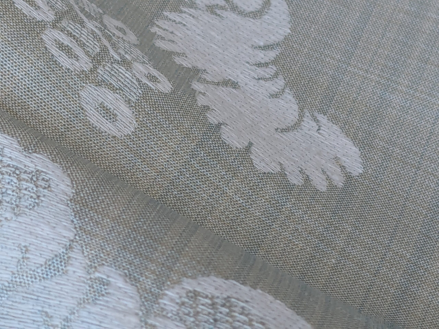 17x17" Sample Scalamandre Uppsala White On Gustavian Blue Green Silk Damask MSRP USD 588/y