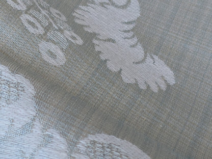 17x17" Sample Scalamandre Uppsala White On Gustavian Blue Green Silk Damask MSRP USD 588/y