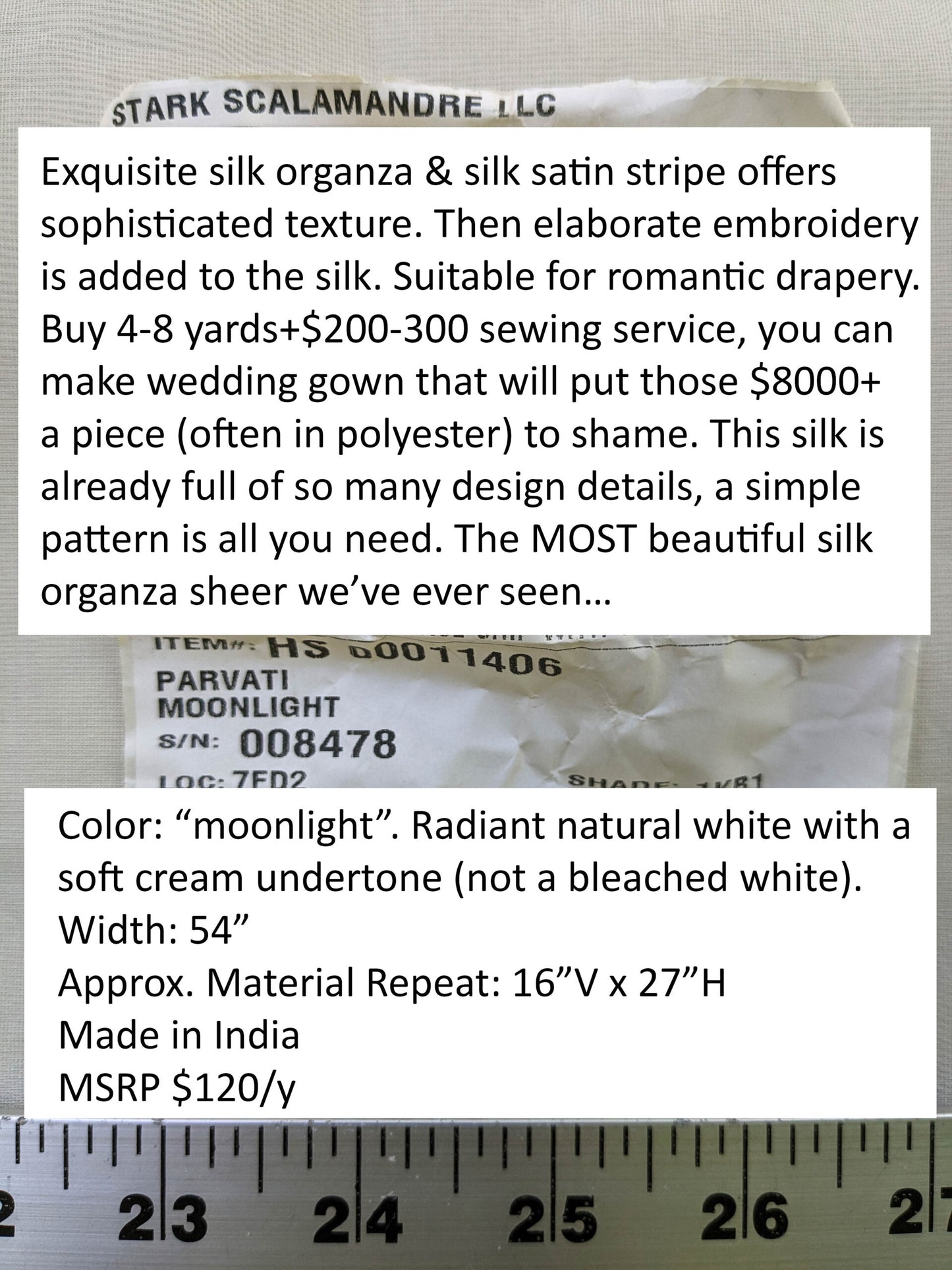 Scalamandre Parvati Silk Organza Sheer Embroidery Floral Dress - Moonlight Wedding Gown