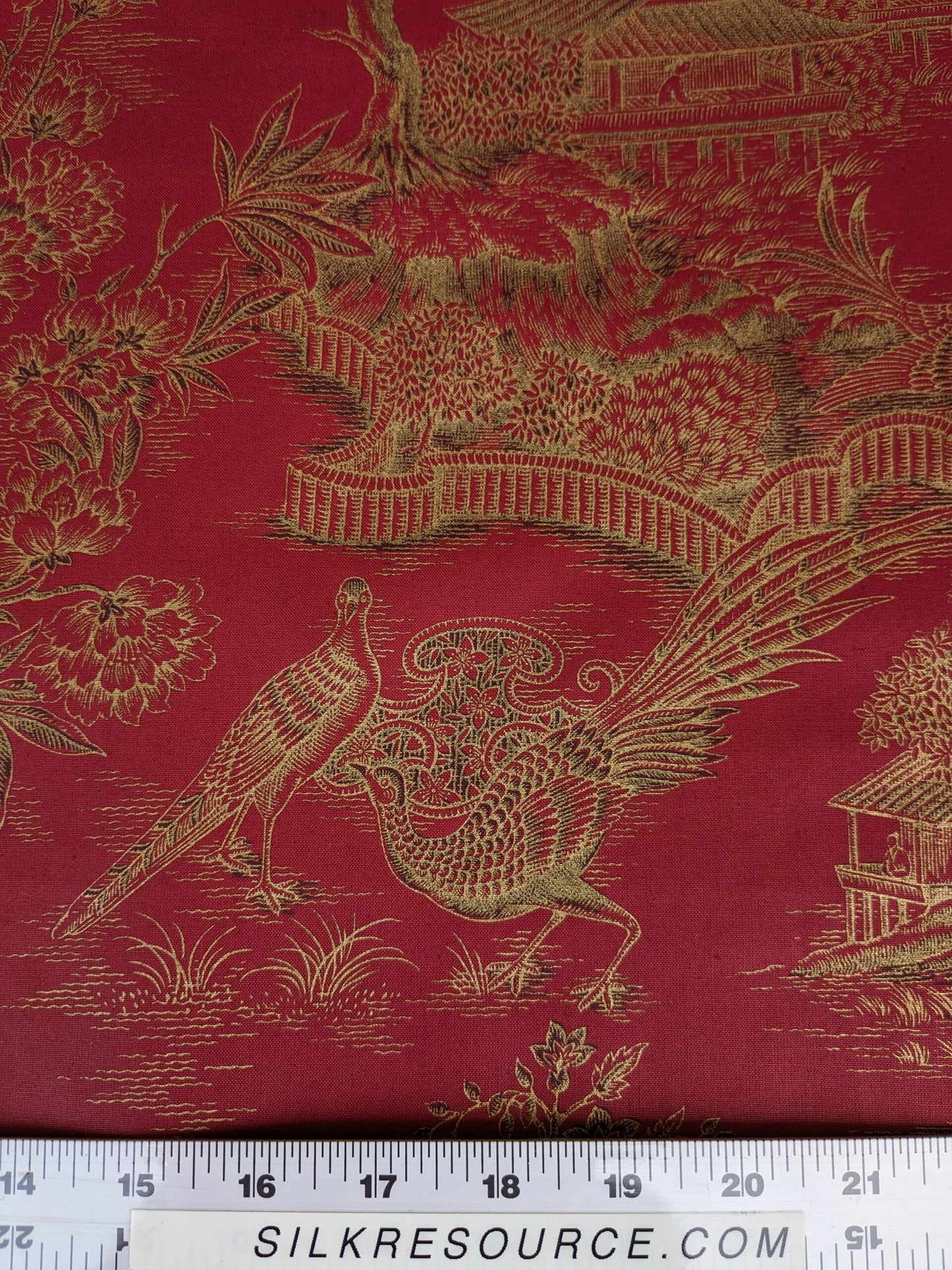 Ralph Lauren Chinoisery Toile Silky Cotton Crimson Gold