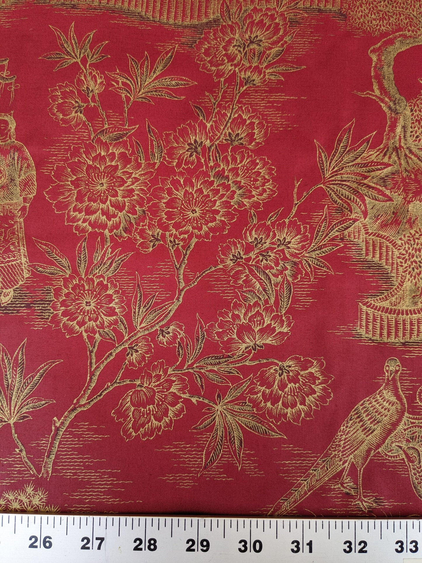 Ralph Lauren Chinoisery Toile Silky Cotton Crimson Gold