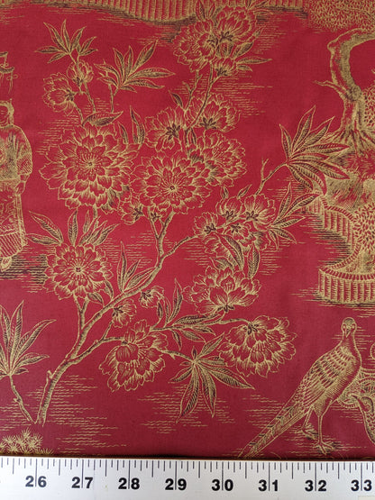 Ralph Lauren Chinoisery Toile Silky Cotton Crimson Gold