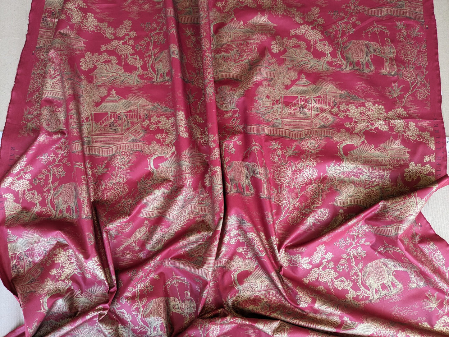 Ralph Lauren Chinoisery Toile Silky Cotton Crimson Gold