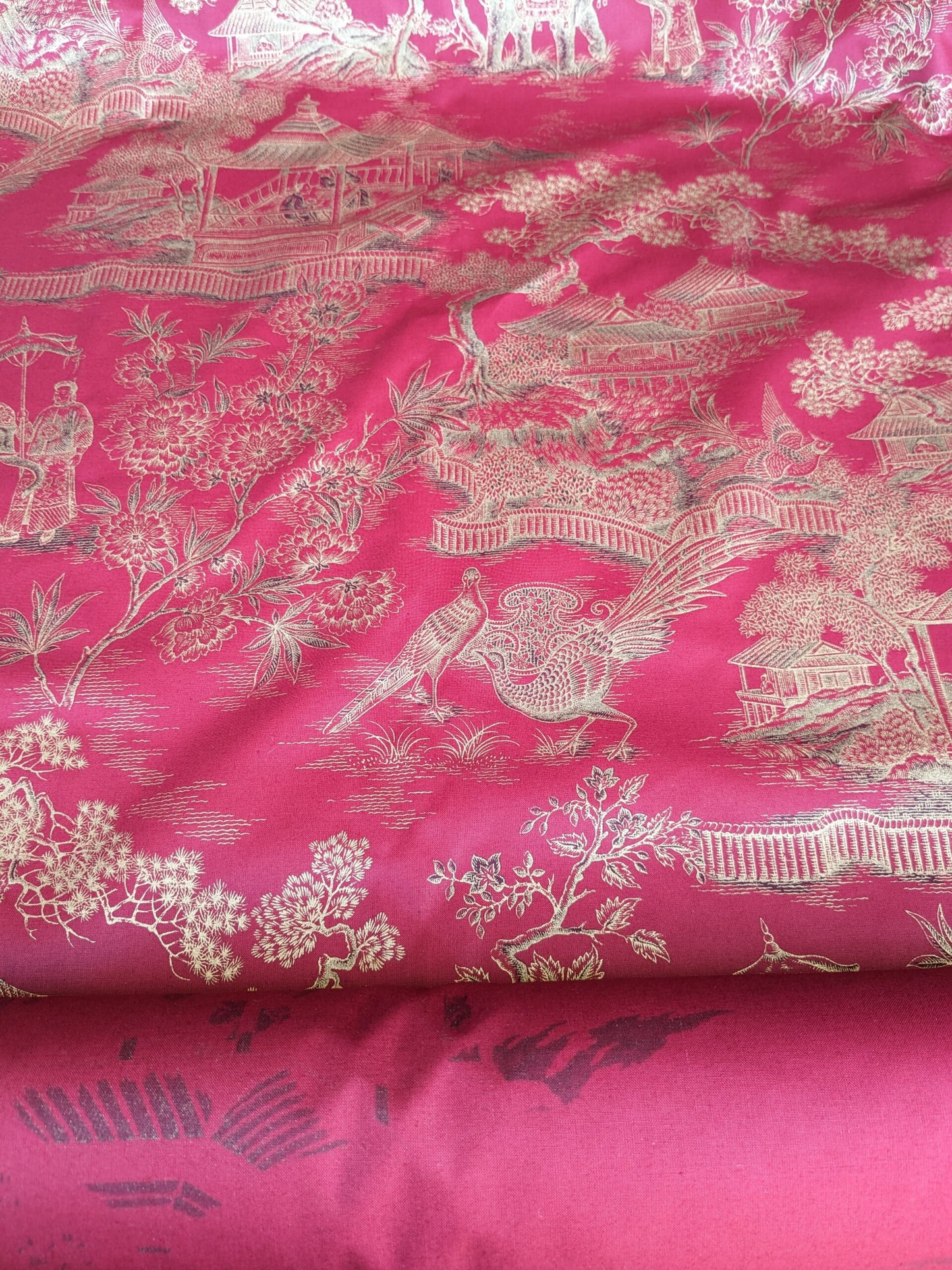 Ralph Lauren Chinoisery Toile Silky Cotton Crimson Gold