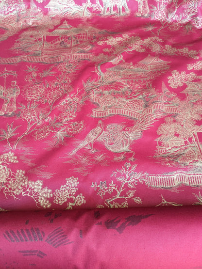 Ralph Lauren Chinoisery Toile Silky Cotton Crimson Gold