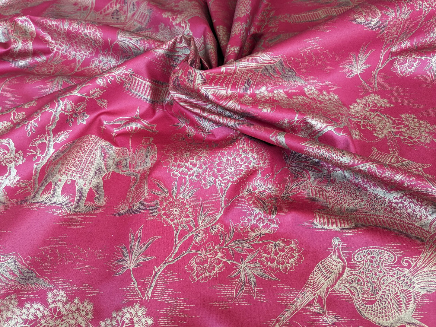 Ralph Lauren Chinoisery Toile Silky Cotton Crimson Gold