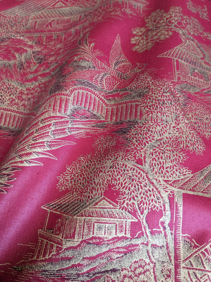 Ralph Lauren Chinoisery Toile Silky Cotton Crimson Gold