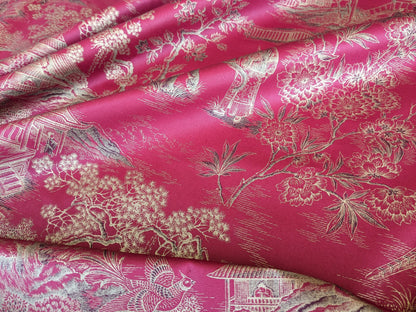 Ralph Lauren Chinoisery Toile Silky Cotton Crimson Gold
