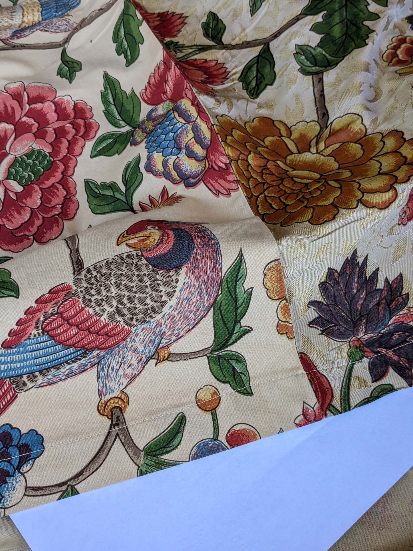 3 yards Scalamandre Troutbeck Multi on Gold Botanical Floral Birds Parrot Kanchou