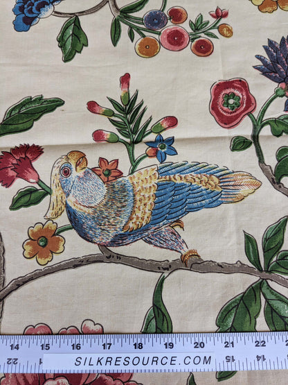 3 yards Scalamandre Troutbeck Multi on Gold Botanical Floral Birds Parrot Kanchou