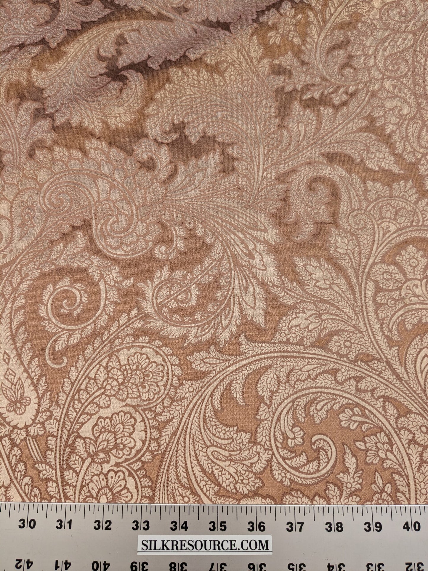 Scalamandre Palermo Velvet Paisley Copper Brown Printed Velvet Botanical Foliage MSRP USD610/y