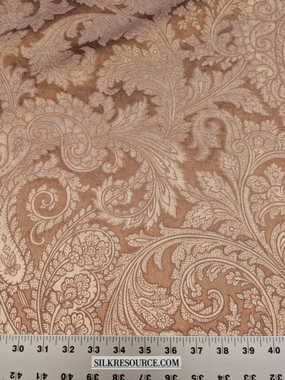 Scalamandre Palermo Velvet Paisley Copper Brown Printed Velvet Botanical Foliage MSRP USD610/y