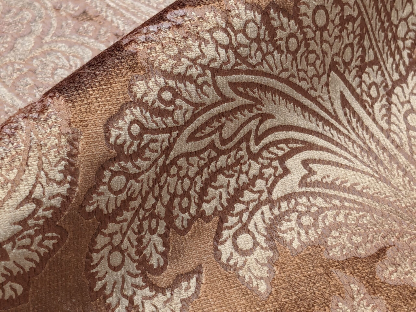 Scalamandre Palermo Velvet Paisley Copper Brown Printed Velvet Botanical Foliage MSRP USD610/y