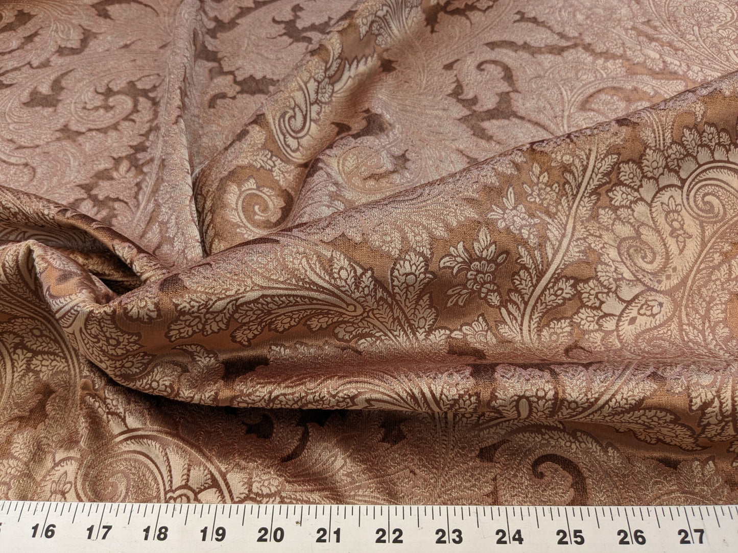 Scalamandre Palermo Velvet Paisley Copper Brown Printed Velvet Botanical Foliage MSRP USD610/y
