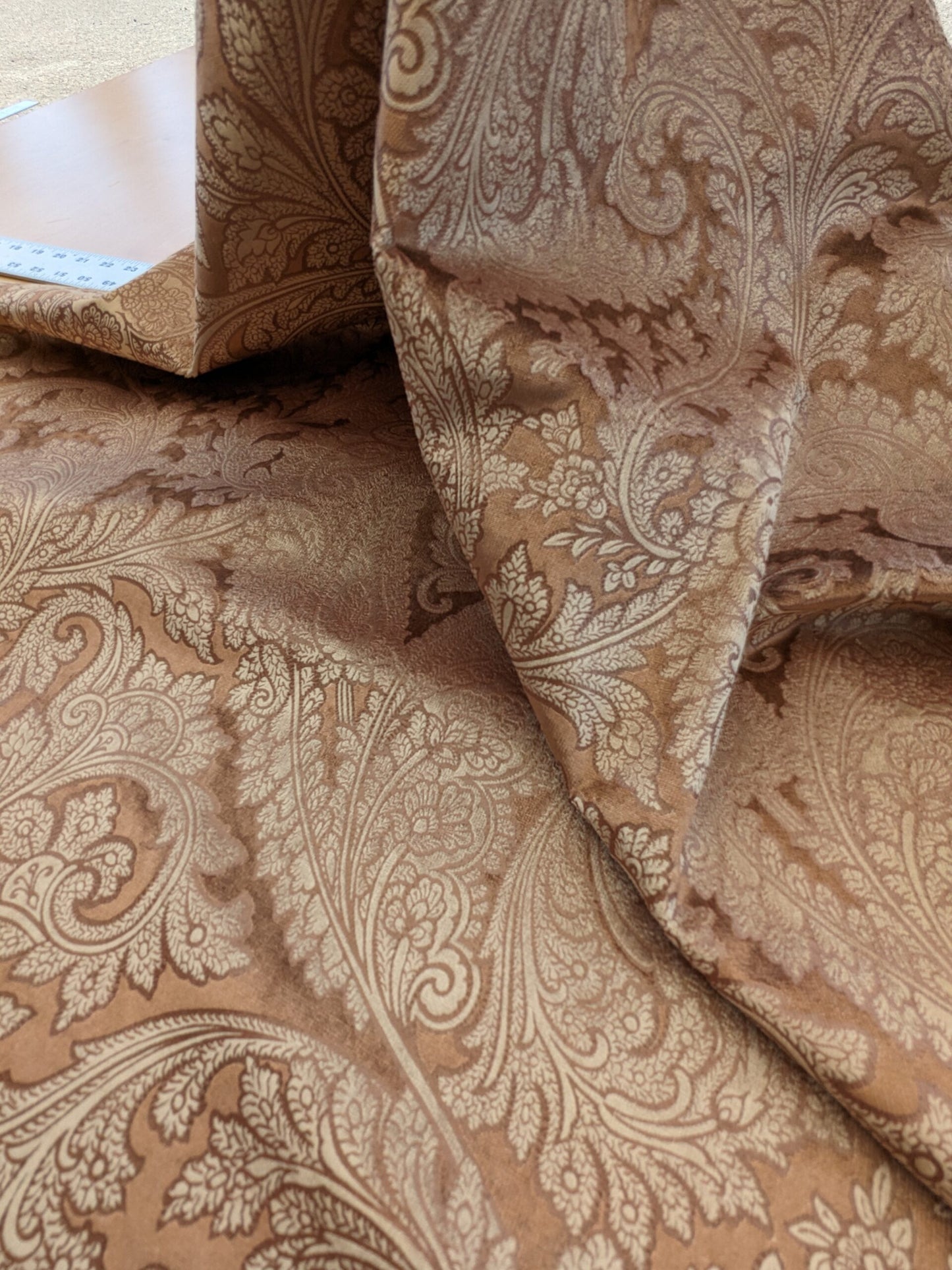 Scalamandre Palermo Velvet Paisley Copper Brown Printed Velvet Botanical Foliage MSRP USD610/y