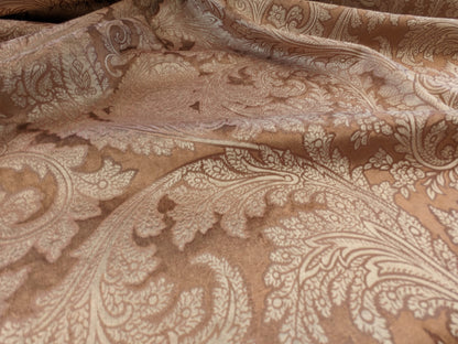 Scalamandre Palermo Velvet Paisley Copper Brown Printed Velvet Botanical Foliage MSRP USD610/y