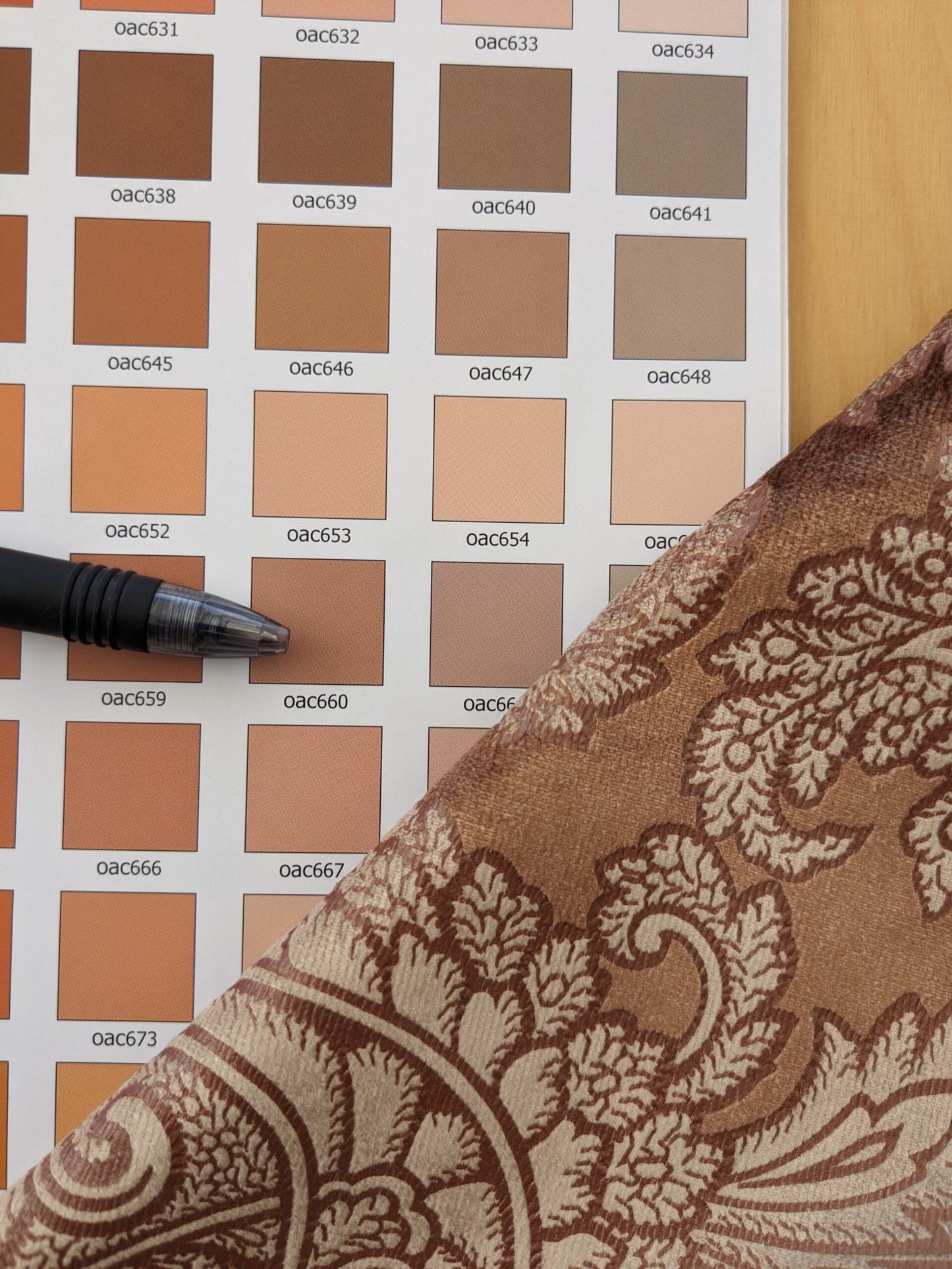 Scalamandre Palermo Velvet Paisley Copper Brown Printed Velvet Botanical Foliage MSRP USD610/y