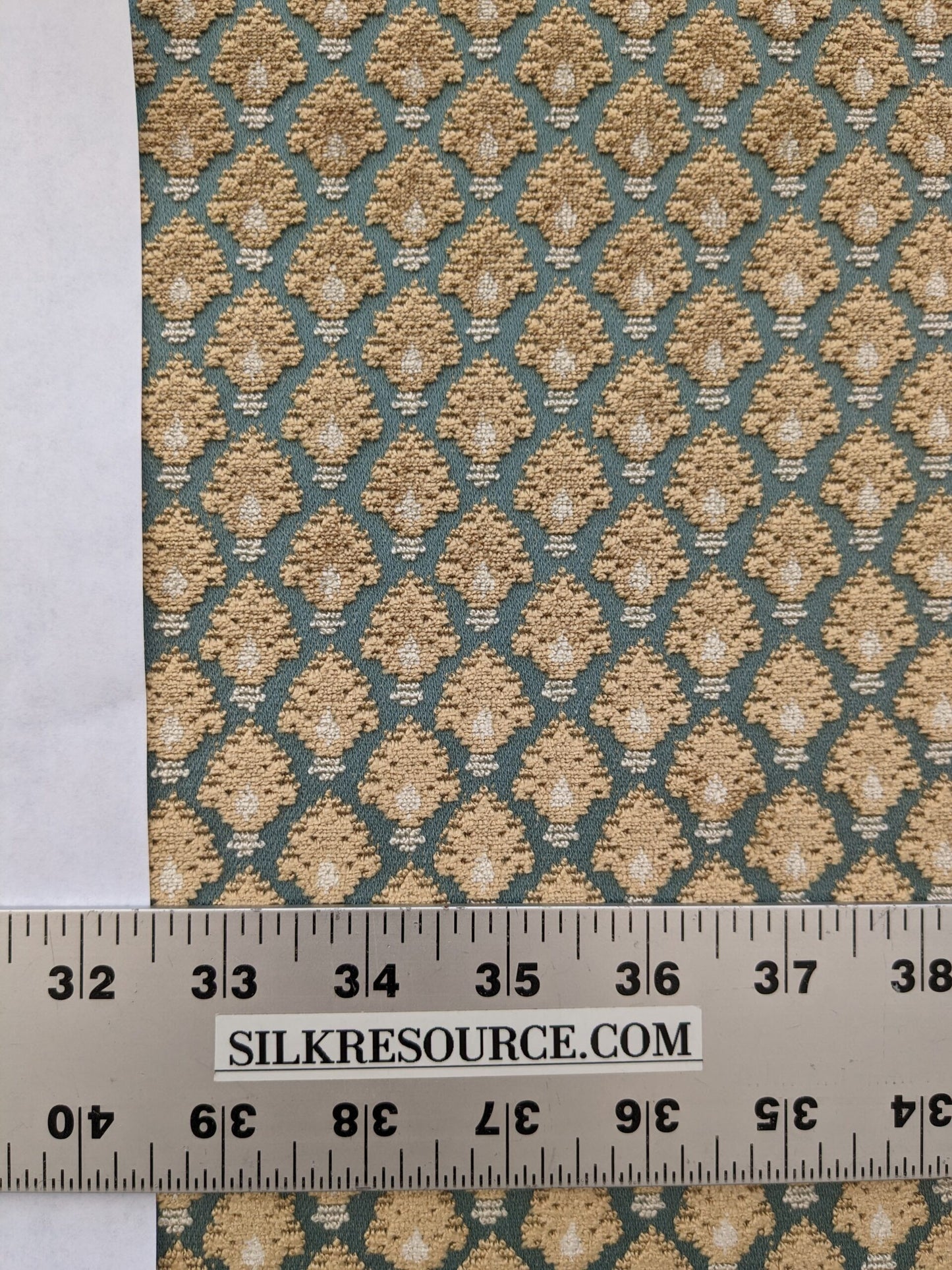 Scalamandre Old World Weavers Verrier Aqua Topaz Blue Diamond Ogee Small Scale  MSRP USD668/y