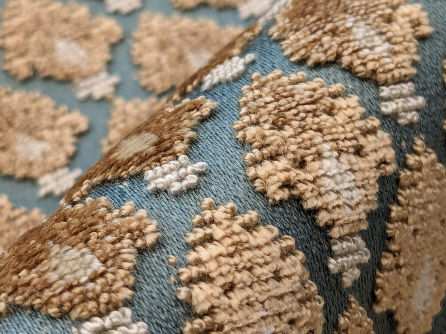 Scalamandre Old World Weavers Verrier Aqua Topaz Blue Diamond Ogee Small Scale  MSRP USD668/y