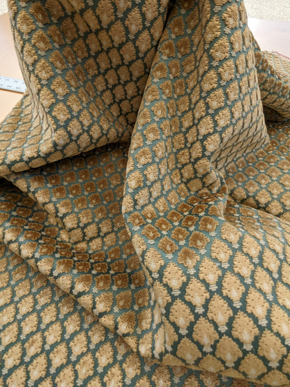 Scalamandre Old World Weavers Verrier Aqua Topaz Blue Diamond Ogee Small Scale  MSRP USD668/y