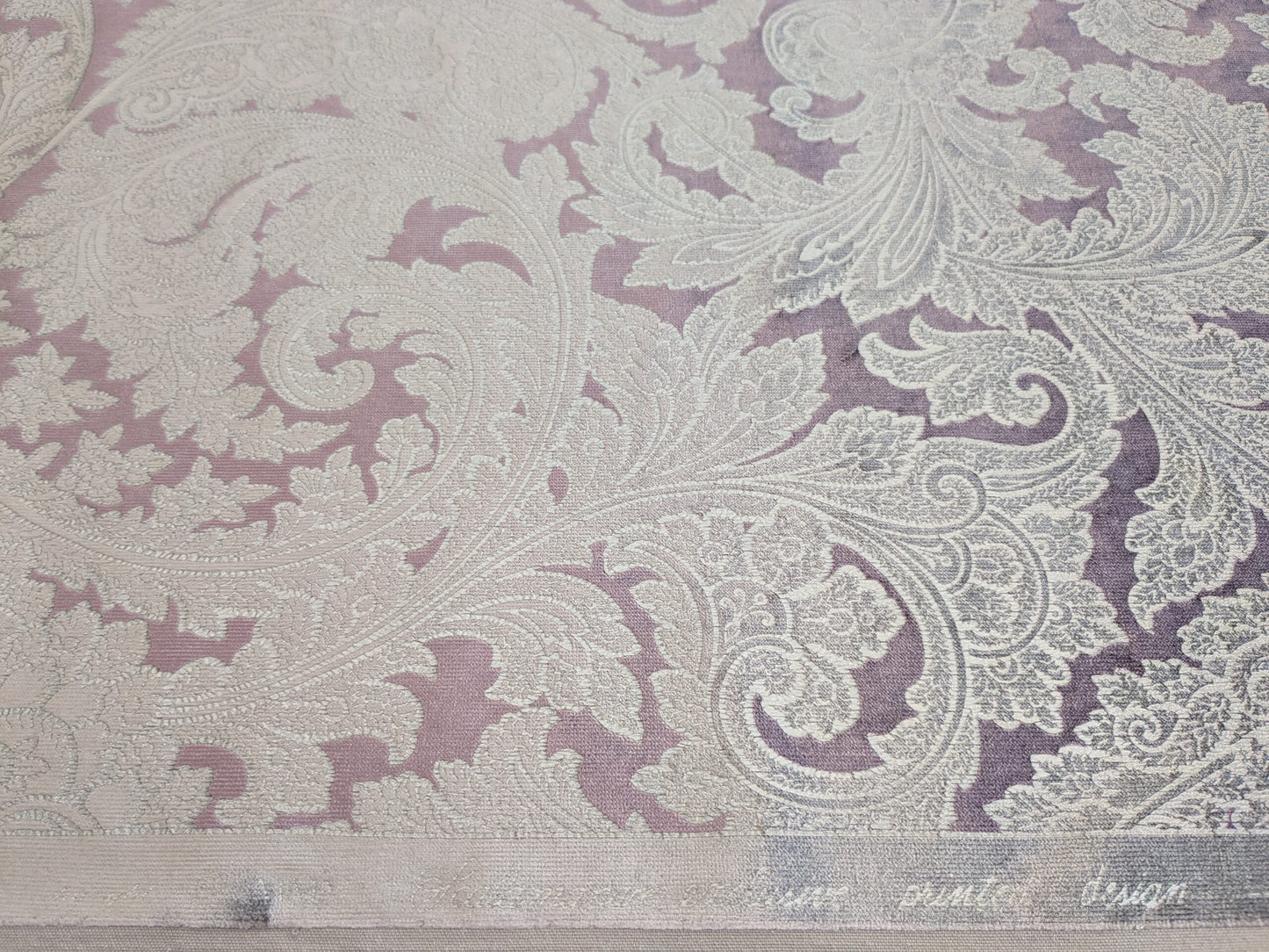 Scalamandre Palermo Velvet Paisley Amethyst Purple Printed Velvet Botanical Foliage MSRP USD610/y