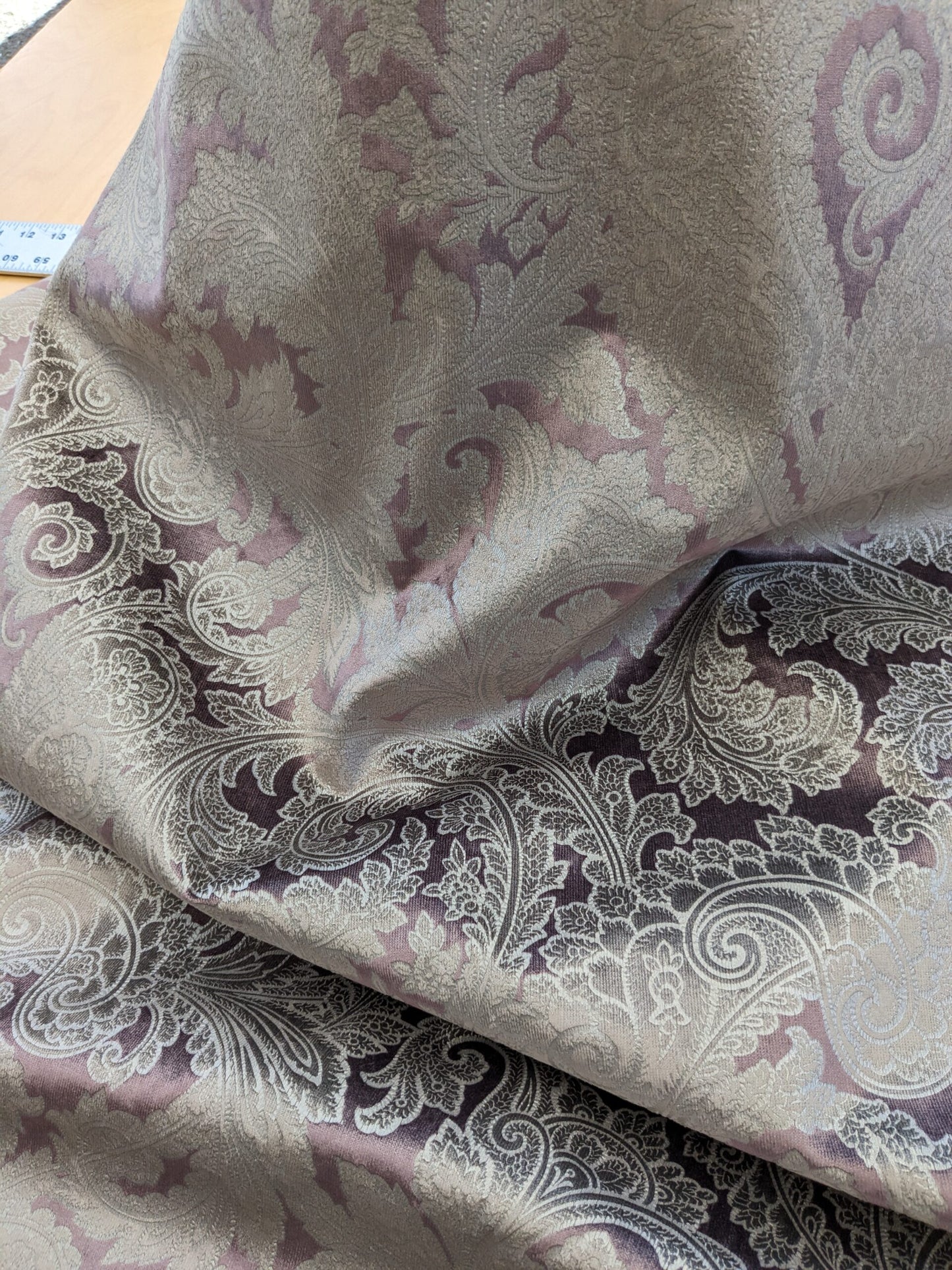 Scalamandre Palermo Velvet Paisley Amethyst Purple Printed Velvet Botanical Foliage MSRP USD610/y