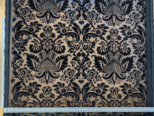Scalamandre Duc De Bourgogne Monaco In Noir Black Gold Gilded Printed Velvet MSRP USD 532/Y Old World Weavers