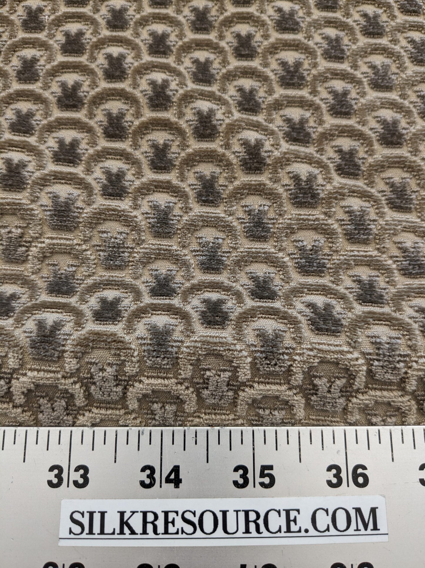 Scalamandre Wallace Khaki Light Brown Beige Dot Circle Geometric Small Scale Cut Velvet MSRP USD 484/y