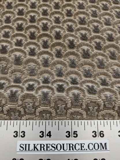 Scalamandre Wallace Khaki Light Brown Beige Dot Circle Geometric Small Scale Cut Velvet MSRP USD 484/y