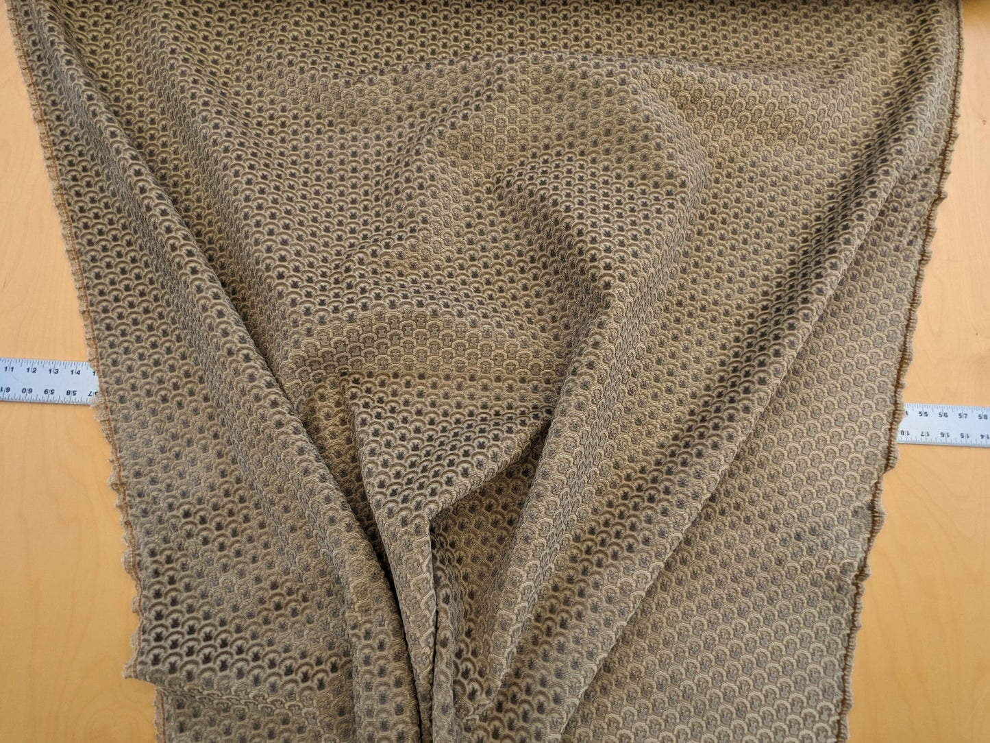 Scalamandre Wallace Khaki Light Brown Beige Dot Circle Geometric Small Scale Cut Velvet MSRP USD 484/y