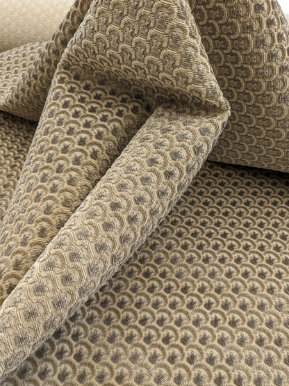 Scalamandre Wallace Khaki Light Brown Beige Dot Circle Geometric Small Scale Cut Velvet MSRP USD 484/y