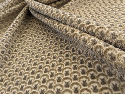 Scalamandre Wallace Khaki Light Brown Beige Dot Circle Geometric Small Scale Cut Velvet MSRP USD 484/y