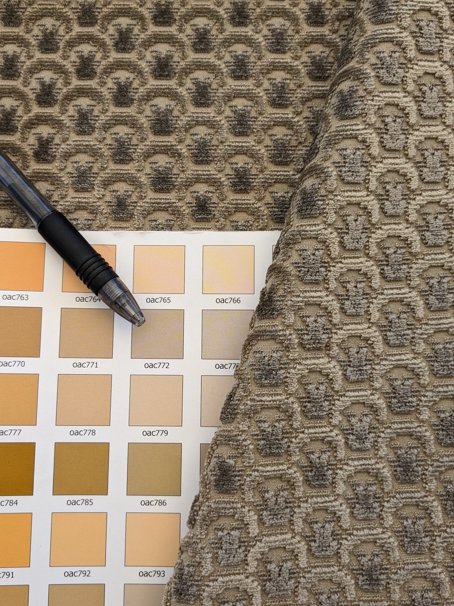 Scalamandre Wallace Khaki Light Brown Beige Dot Circle Geometric Small Scale Cut Velvet MSRP USD 484/y